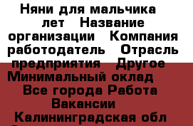 Няни для мальчика 3 лет › Название организации ­ Компания-работодатель › Отрасль предприятия ­ Другое › Минимальный оклад ­ 1 - Все города Работа » Вакансии   . Калининградская обл.,Светловский городской округ 